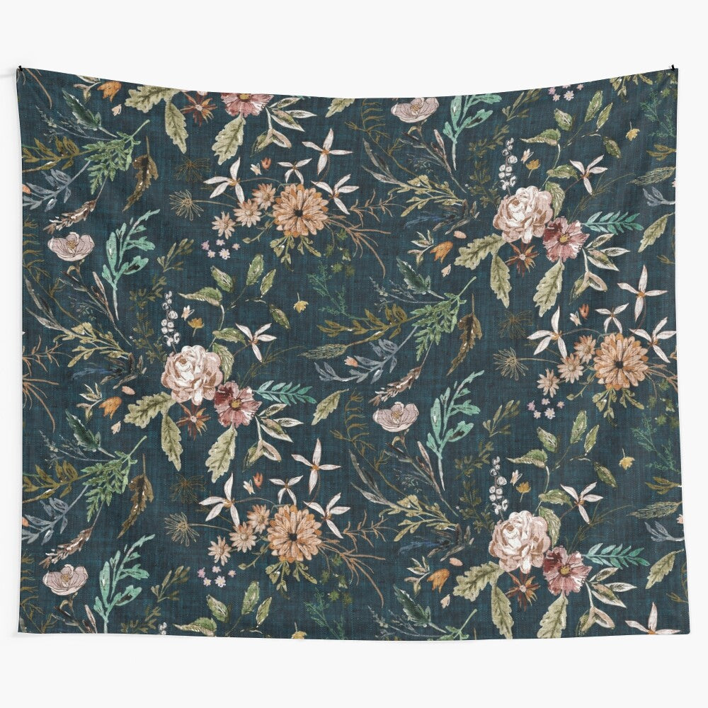 Delilah watercolor floral tapestry wall art