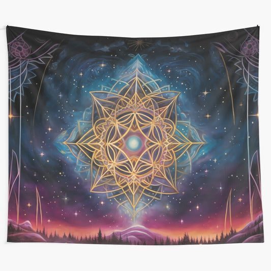 Cosmic Harmony Sacred Geometry Tapestry Wall Art