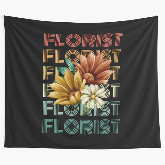 Vintage-inspired floral tapestry with retro flower design