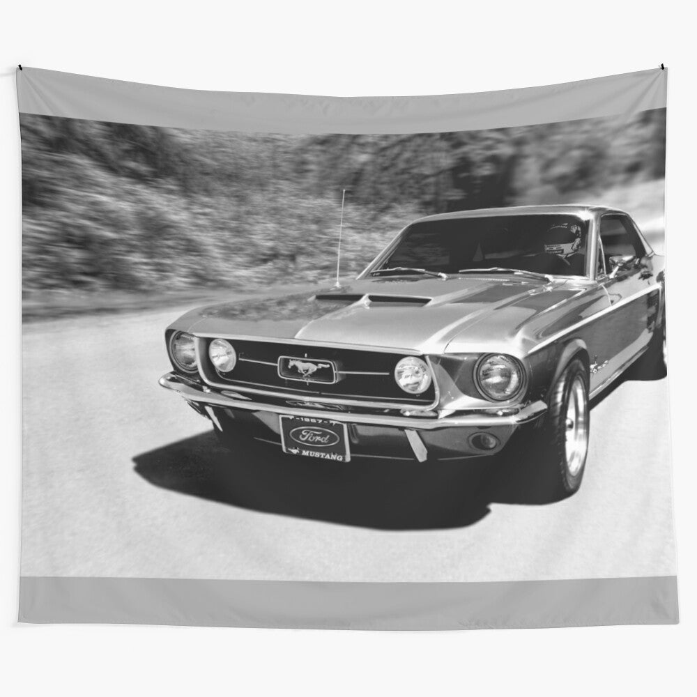 1967 Ford Mustang Black and White Tapestry