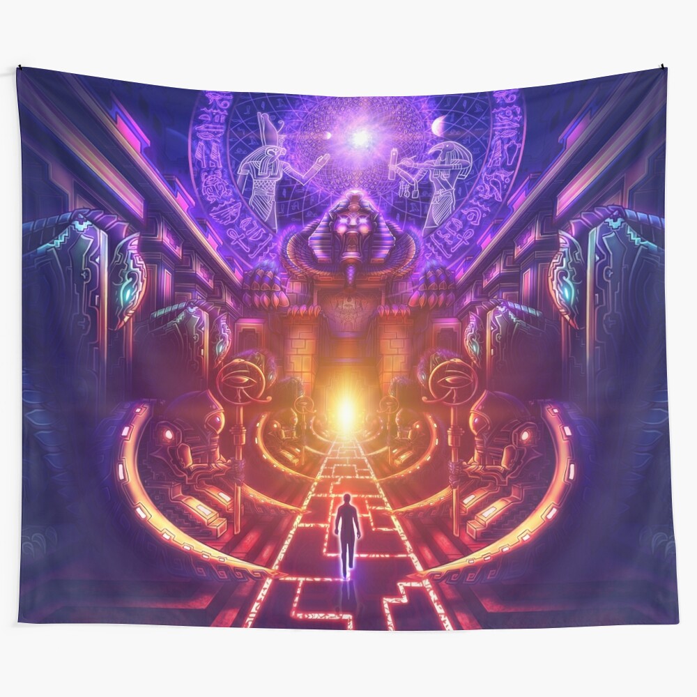 Visionary art tapestry depicting psychedelic and spiritual imagery