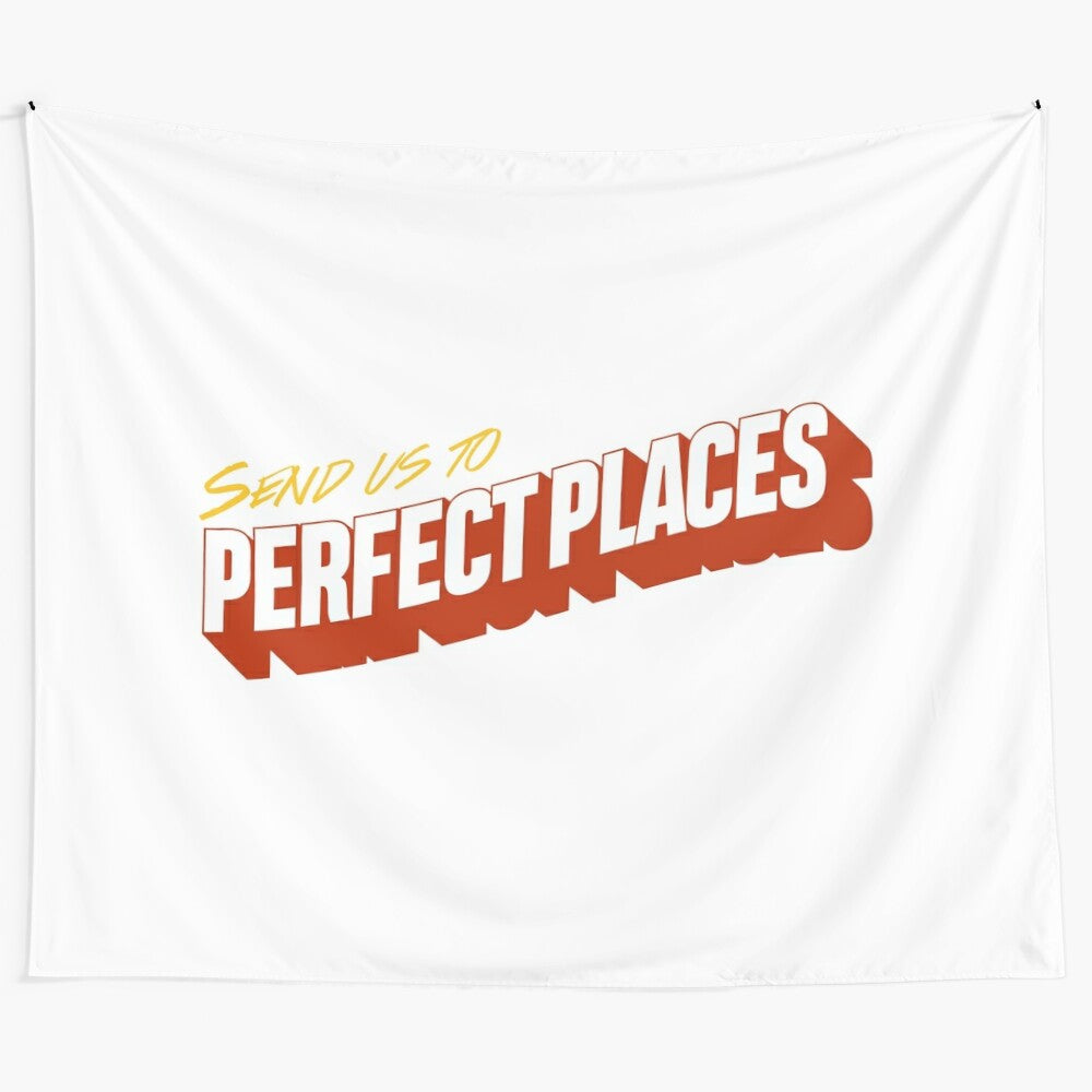 'Perfect Places' Lorde-inspired tapestry featuring a bold typographic design