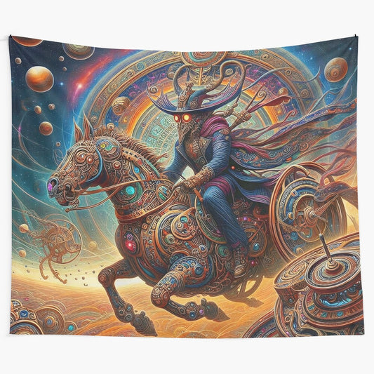 Space Rider Tapestry with Steampunk and Fantasy Elements