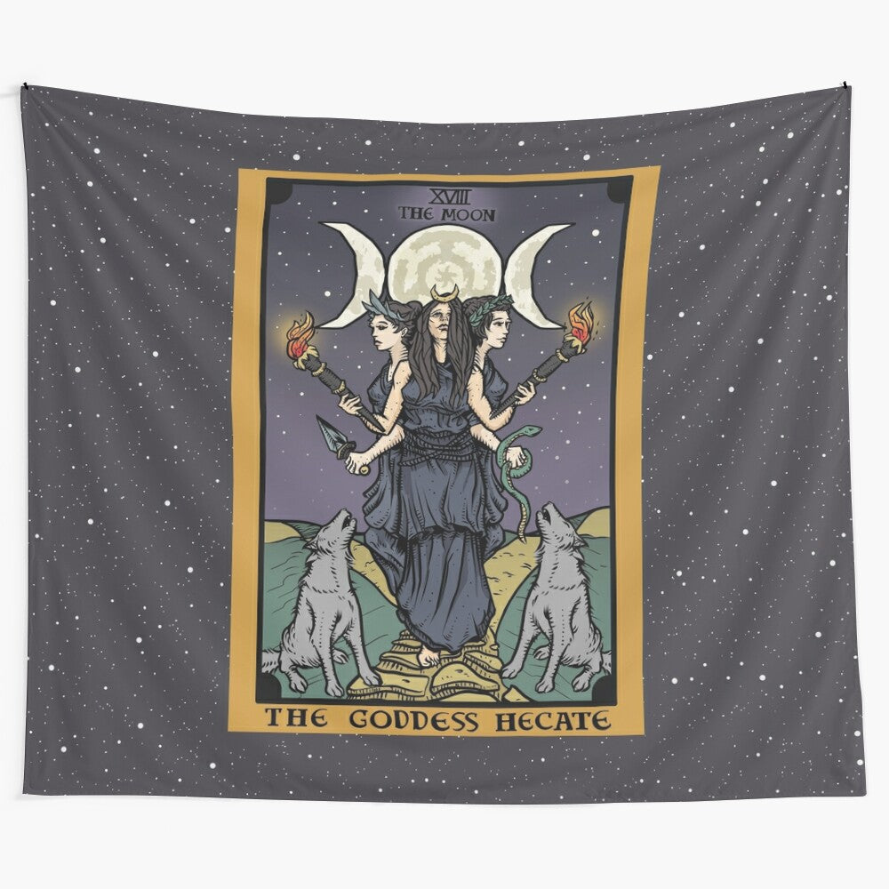 Hecate Triple Moon Goddess Tapestry - Witch and Magick Art