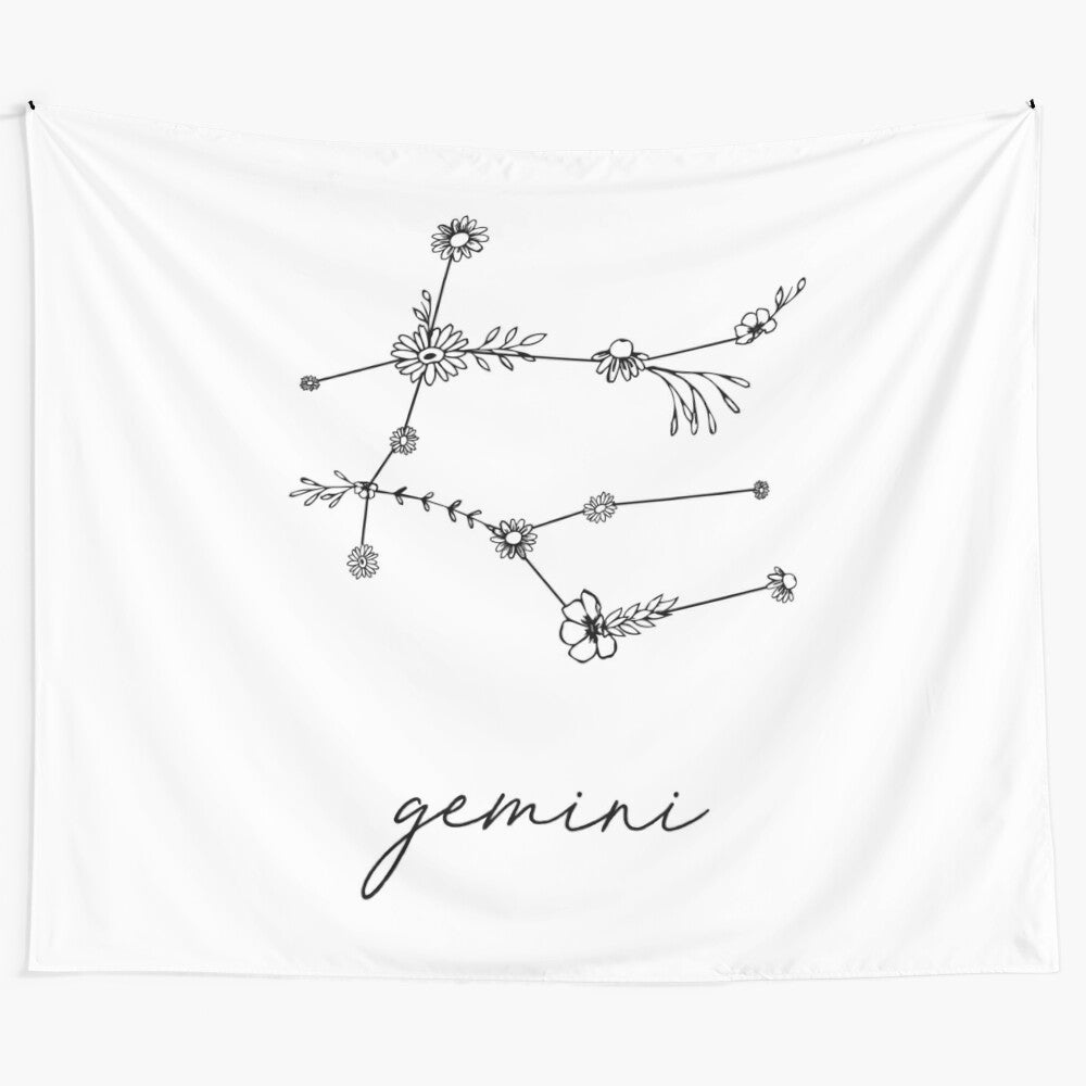 Gemini zodiac sign wildflower constellation tapestry design