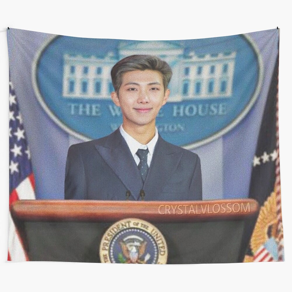 Namjoon-inspired tapestry featuring a meme-worthy "derp" concept