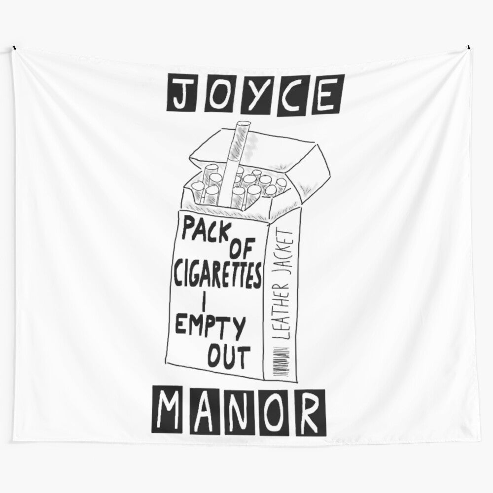 Joyce Manor inspired tapestry featuring lyrics and leather jacket design