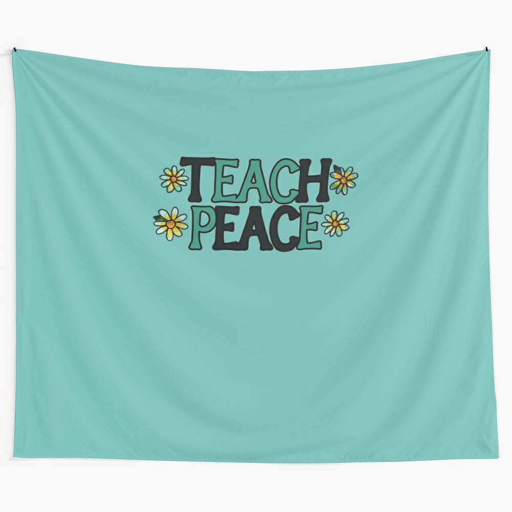 "Teach Peace" inspirational tapestry with a peaceful, educational design