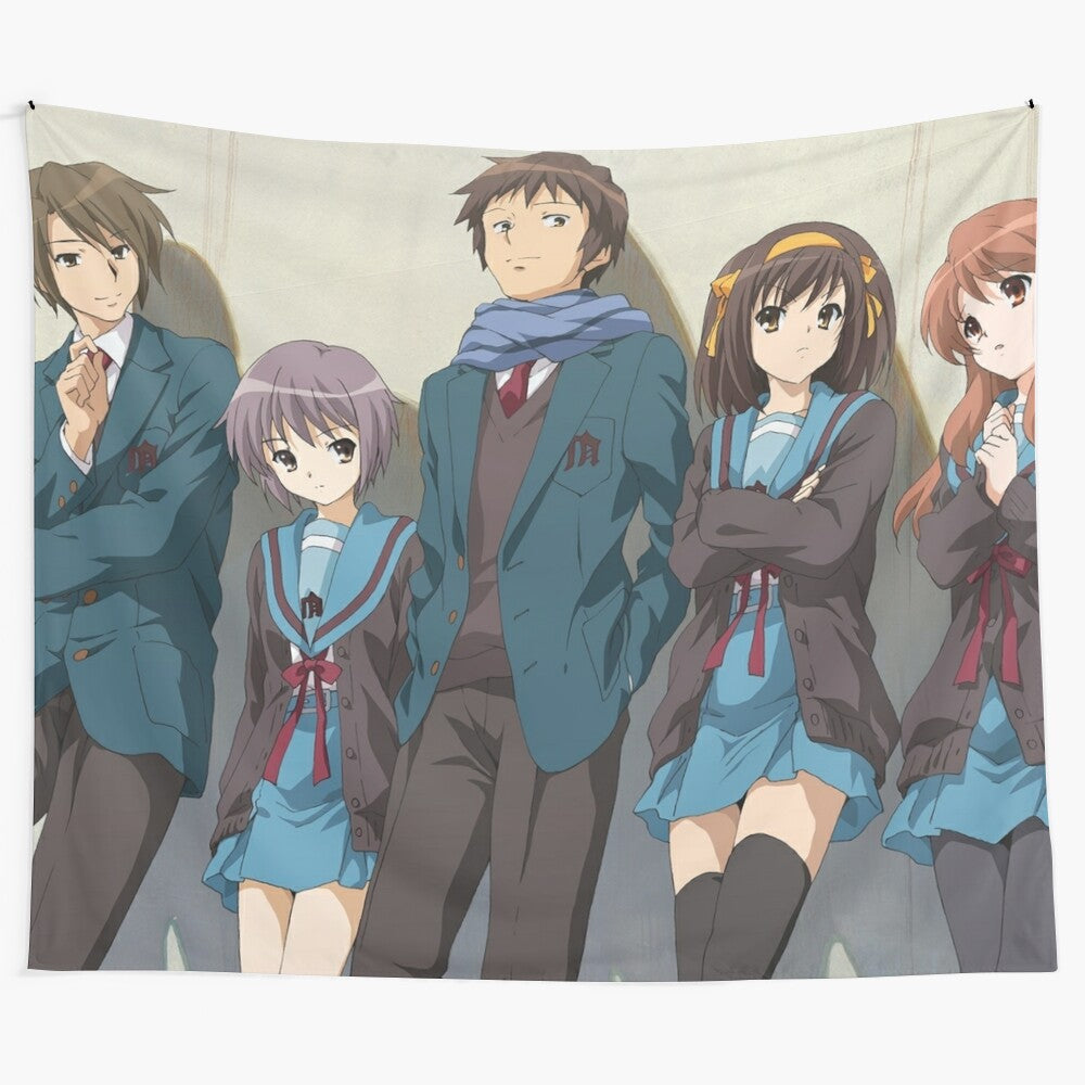 Anime-inspired tapestry featuring characters from The Melancholy of Haruhi Suzumiya