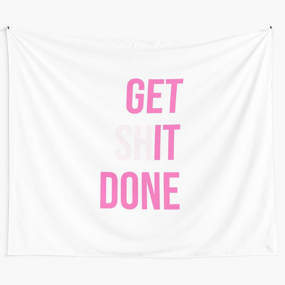 Pink Tapestry with Motivational Quotes for Dorm and College Decor