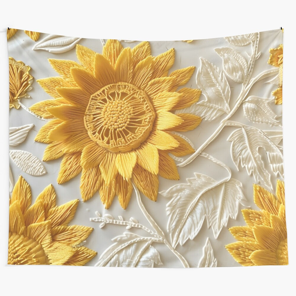 Textured sunflower pattern wall tapestry for home decor