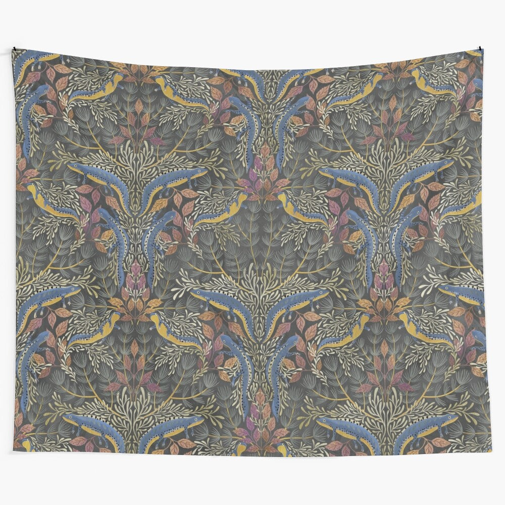 Tritoni Alpestri tapestry featuring colorful amphibian pattern