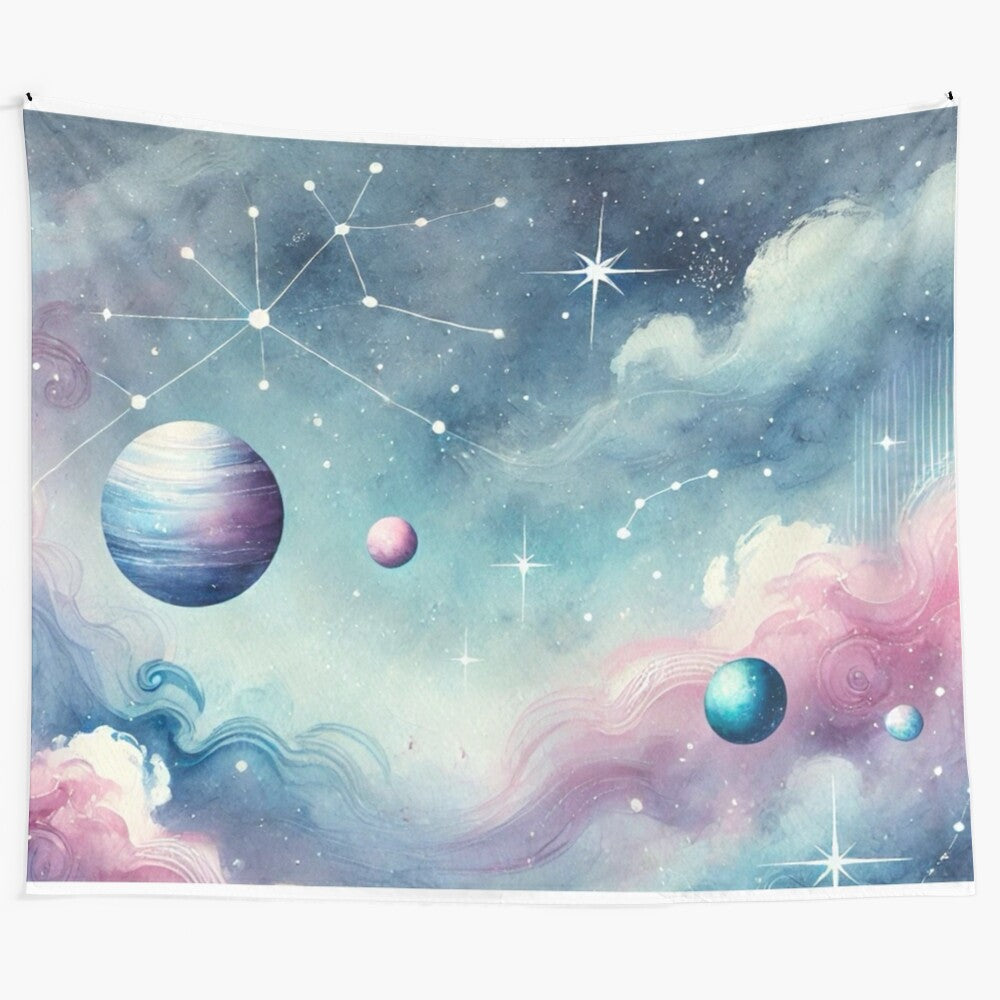 Ethereal cosmos tapestry featuring a beautiful galaxy design