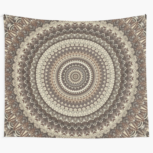 Colorful mandala tapestry with sacred geometry design