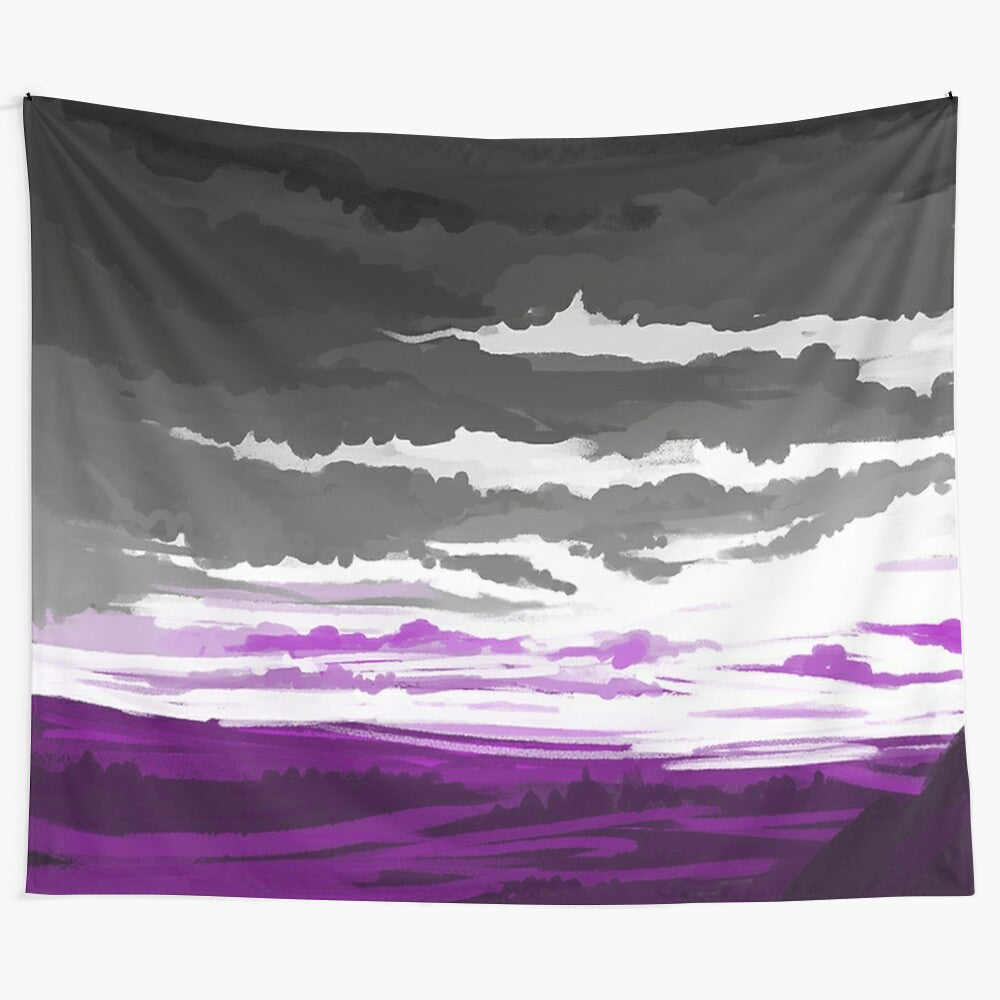 Asexual pride flag tapestry with abstract art design