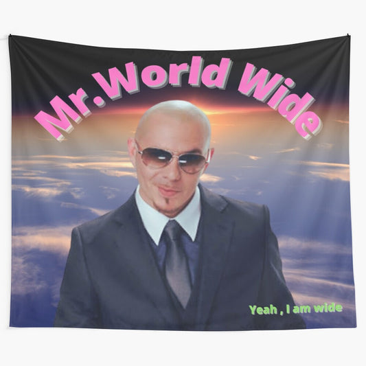 Pitbull themed tapestry featuring the Mr.Worldwide design