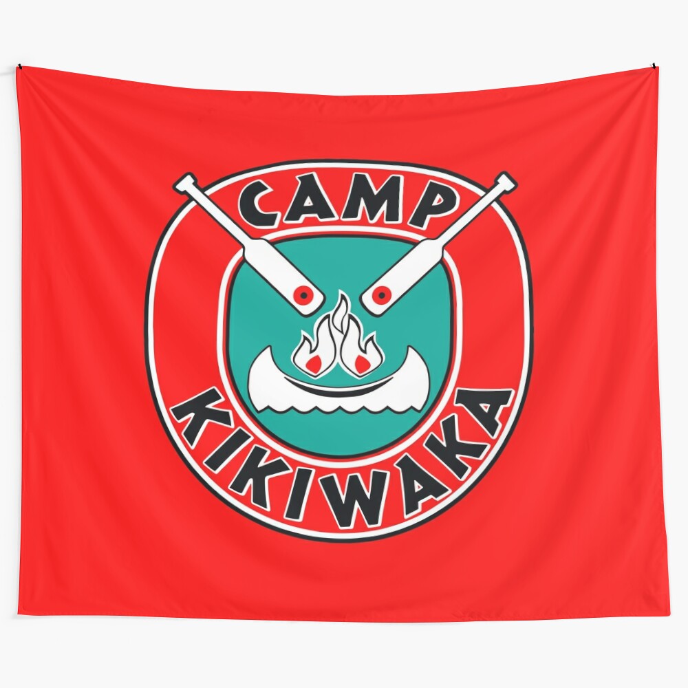 Camp Kikiwaka themed tapestry with a red background