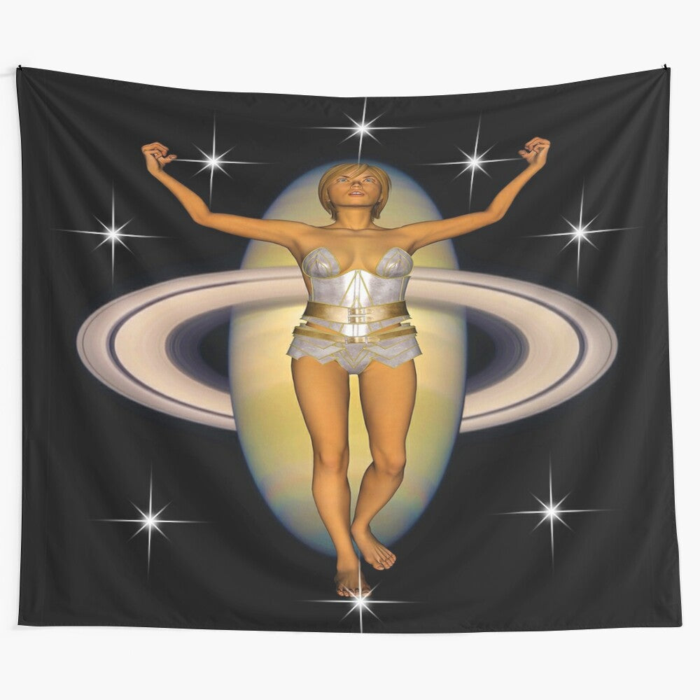 Aura of Saturn Tapestry - Cosmic and Celestial Wall Art