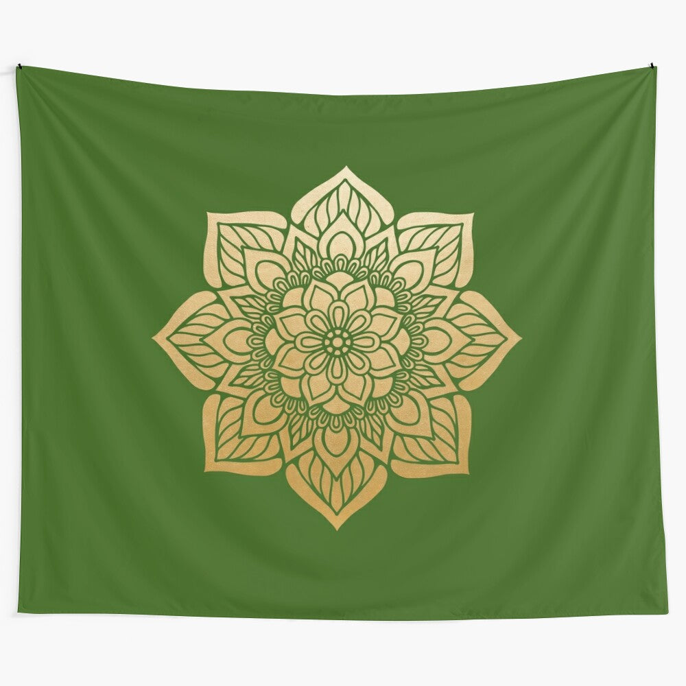 Vibrant mandala tapestry with oriental design