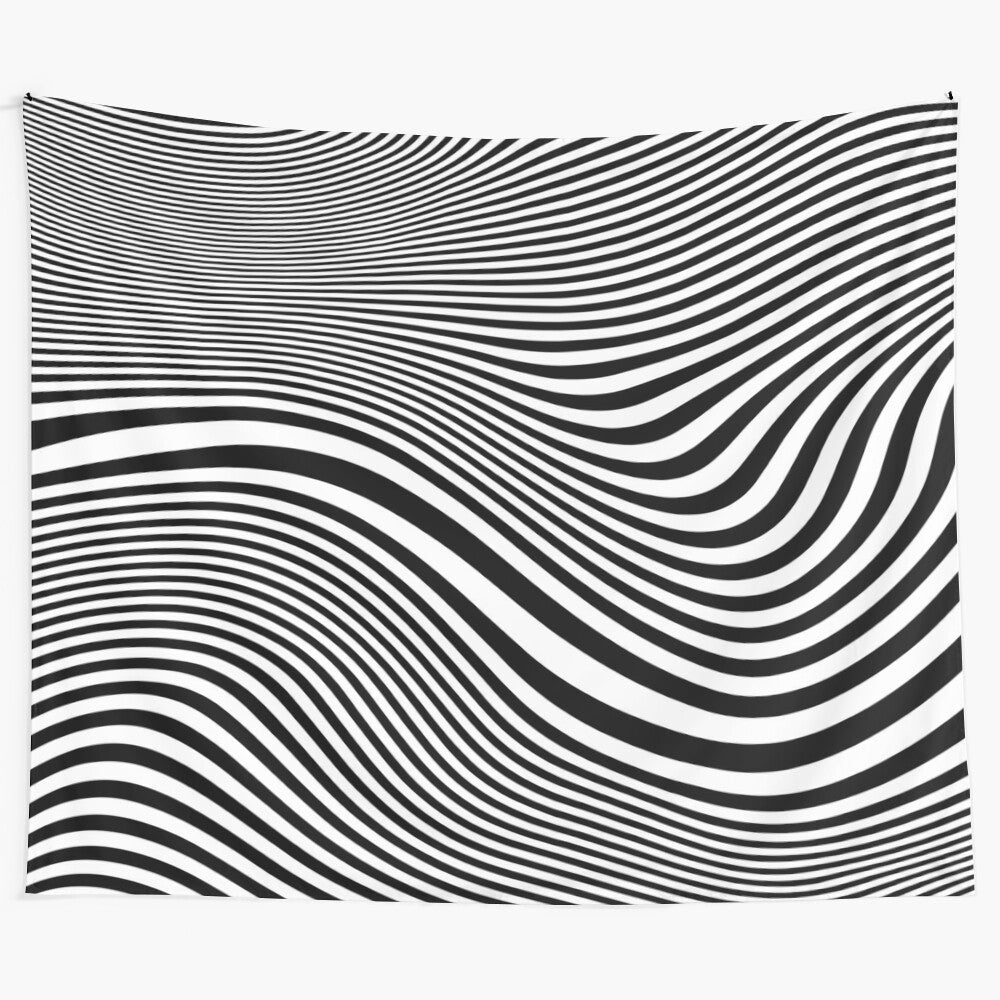 Vibrant abstract stripes tapestry with a psychedelic, trippy effect