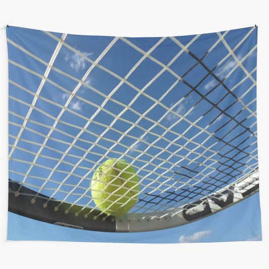 Premium Tennis Ball Tapestry featuring tennis court and players