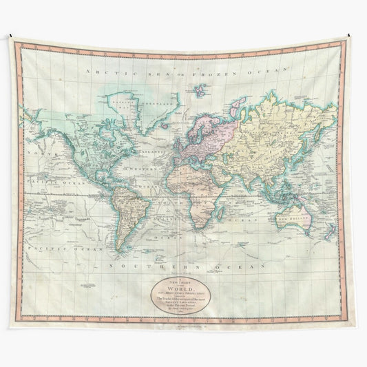 Vintage World Map (1801) Tapestry - Explore Historical Geography