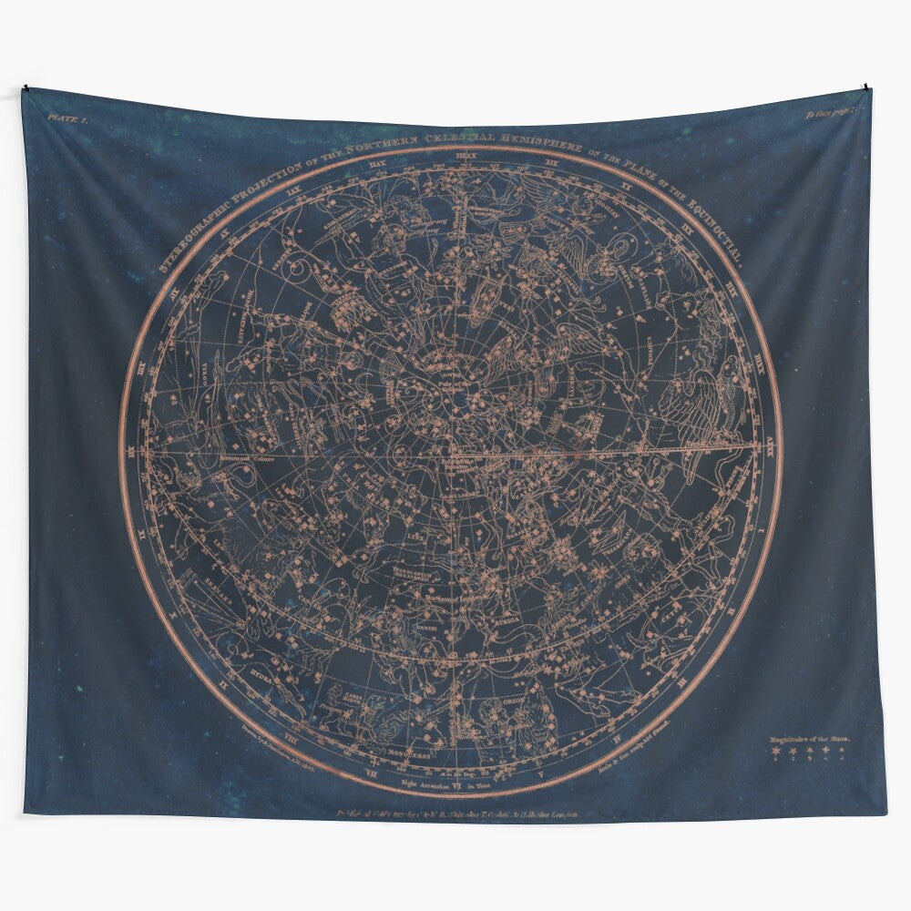 Tapestry depicting the constellations of the northern hemisphere night sky