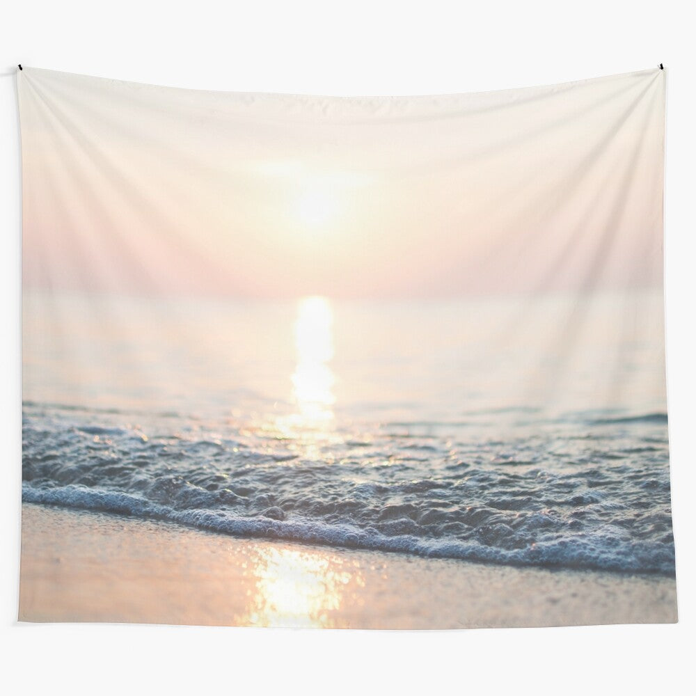 Breathtaking sunset tapestry with vibrant blue and turquoise colors