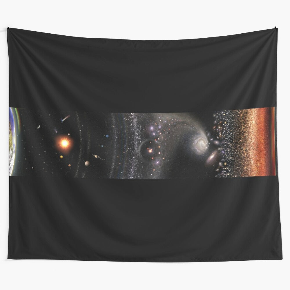 Stunning tapestry depicting the expansive cosmos, featuring planets, galaxies, and other celestial elements.