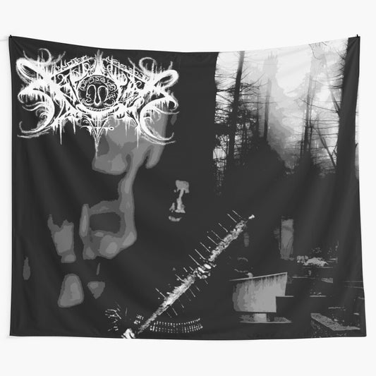 Xasthur-inspired black metal tapestry featuring the Xasthur logo and imagery