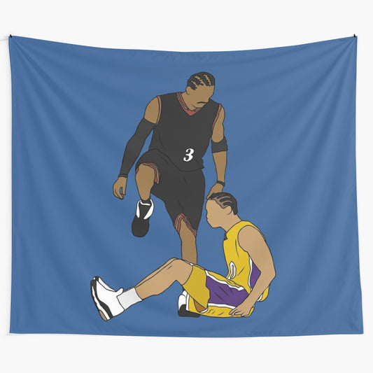 Allen Iverson's iconic "The Step Over" moment against Tyronn Lue tapestry art