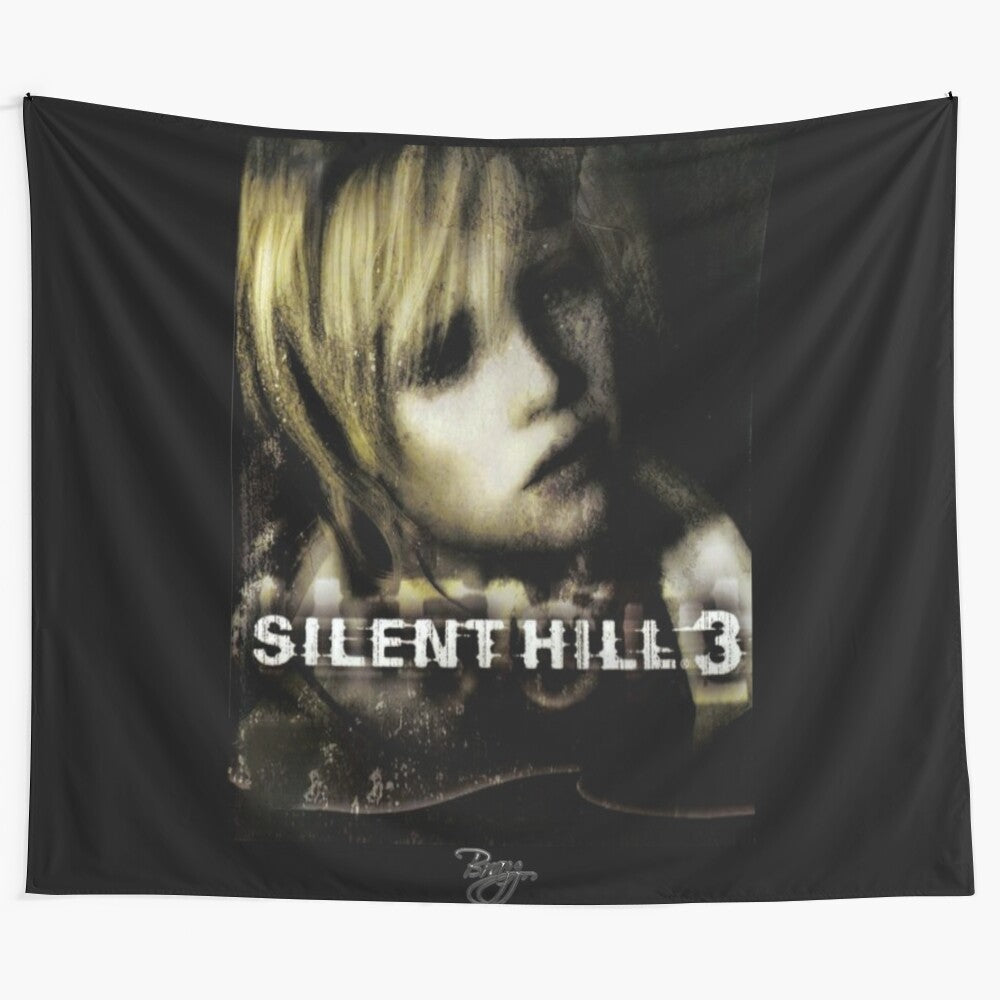 Silent Hill 3 inspired tapestry featuring the game's iconic box art design