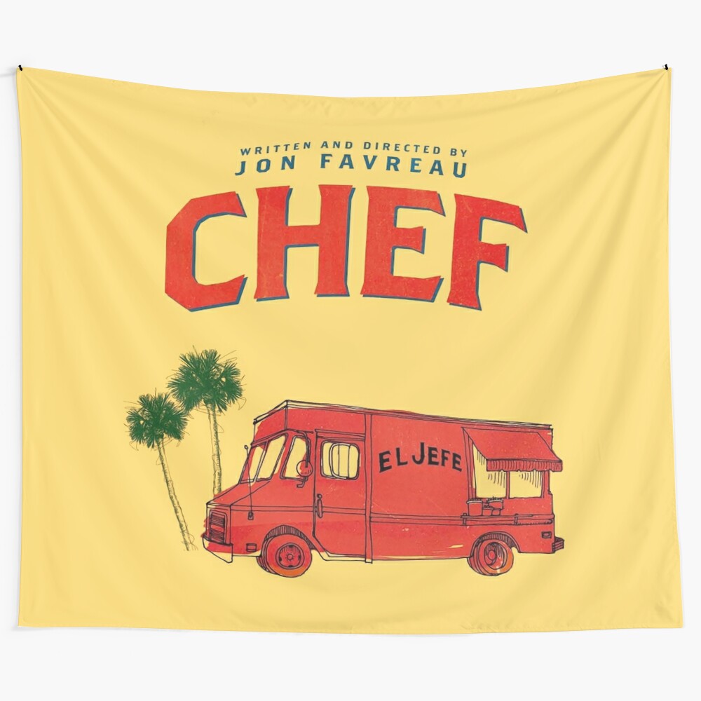 El Jefe Food Truck Tapestry Wall Hanging with Vibrant Culinary Imagery