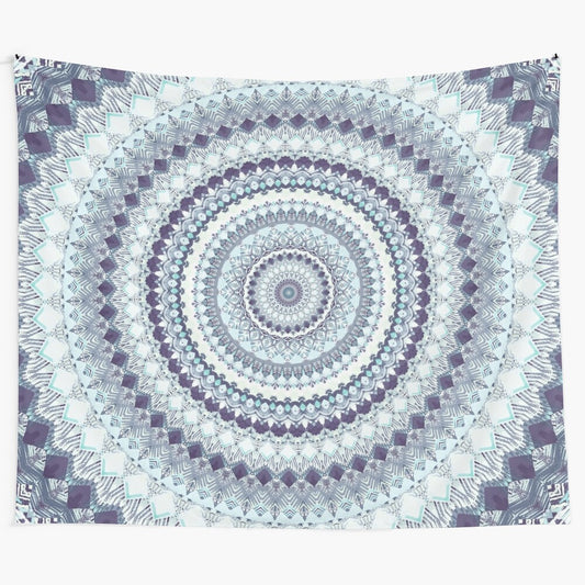 Colorful mandala tapestry with sacred geometry and nature inspired design