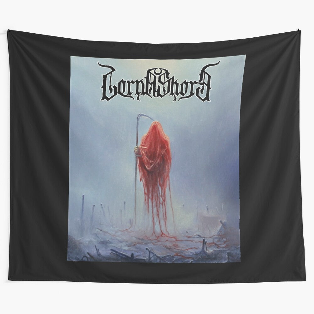 Lorna Shore deathcore-inspired tapestry featuring the band's logo and gothic design