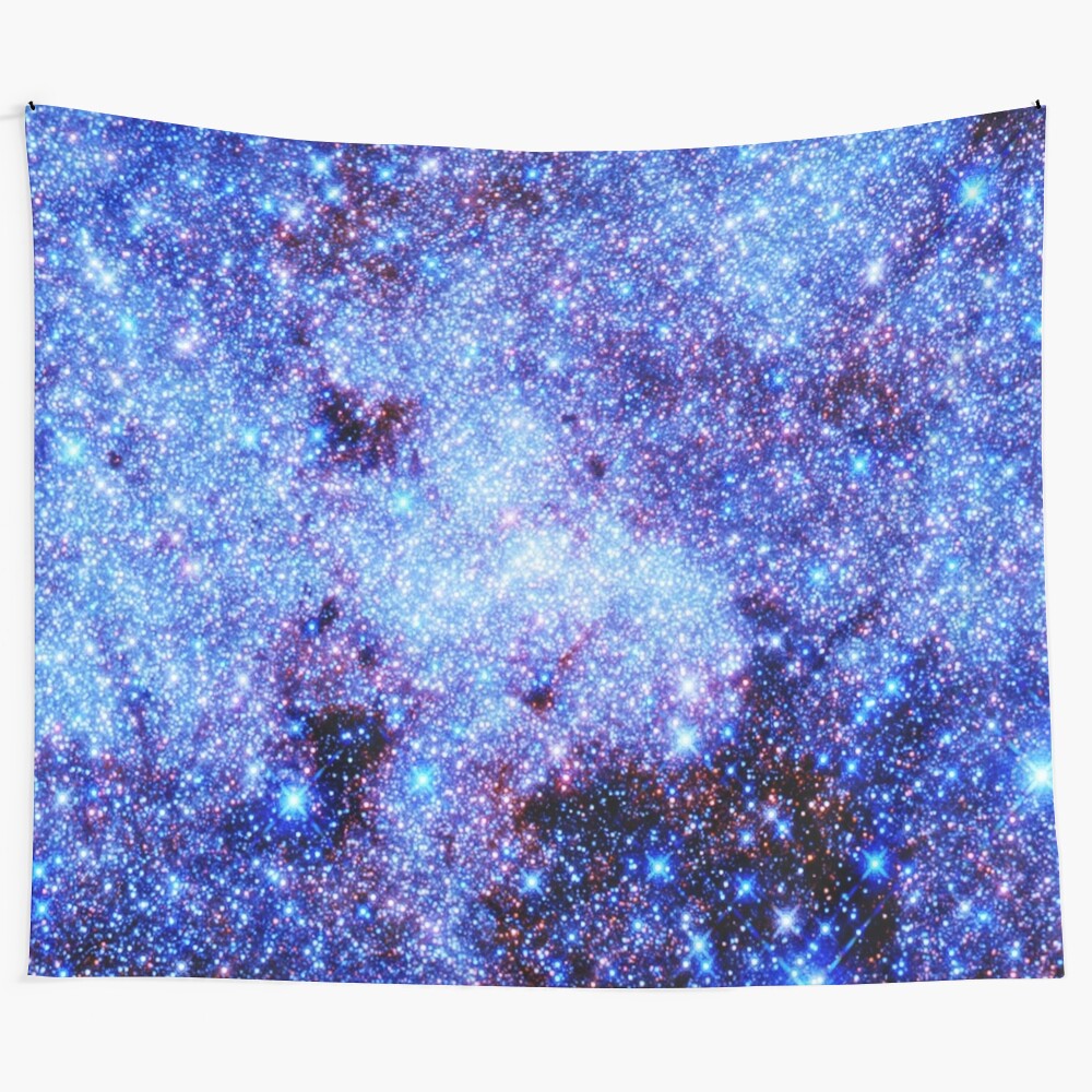 Periwinkle blue galaxy and stars tapestry