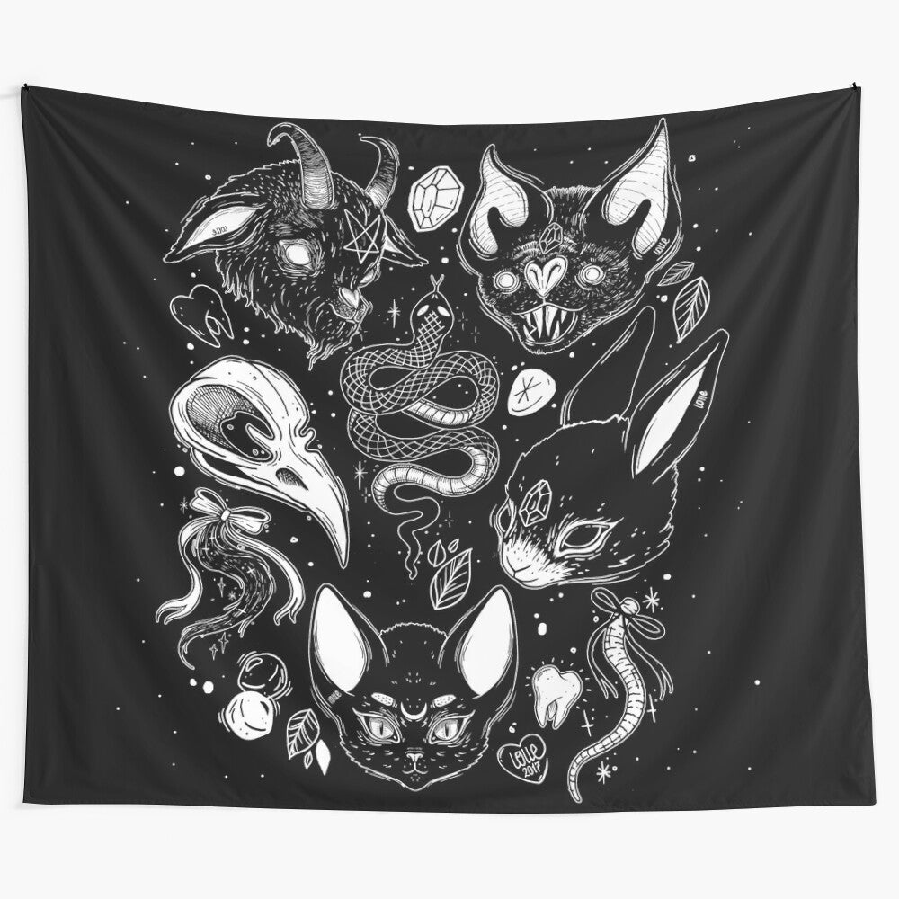 Tapestry depicting familiar spirits, mystical and supernatural elements