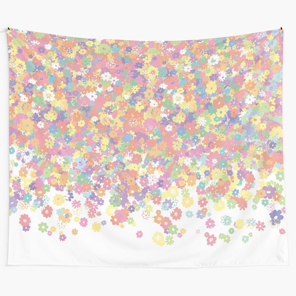 Colorful floral tapestry with a peaceful, natural design