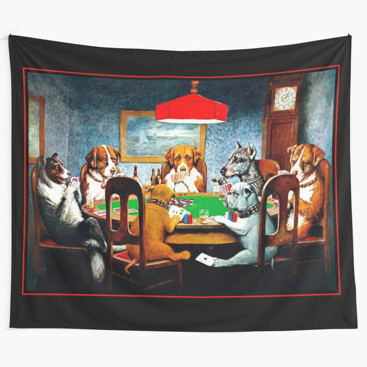 Vintage "Dogs Playing Poker" tapestry featuring the iconic Coolidge artwork