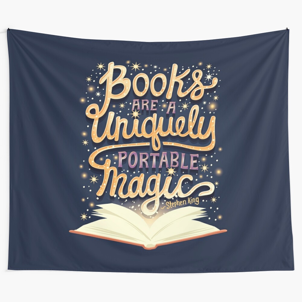 Books Tapestry showcasing a magical and portable book-themed design