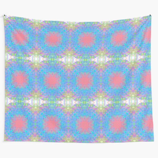 Vibrant boho hippie tapestry with psychedelic patterns