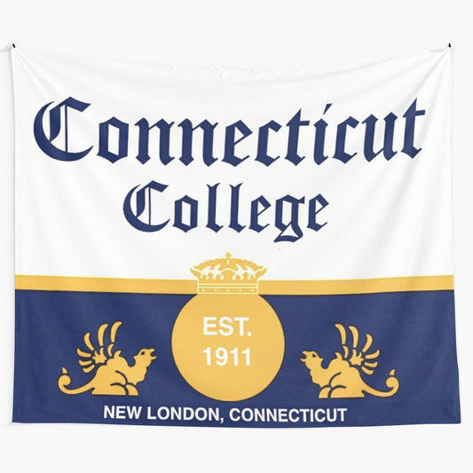 Tapestry featuring the Connecticut College logo and Corona branding