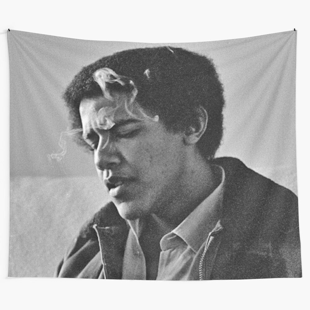 Young Barack Obama Smoking Tapestry Wall Hanging