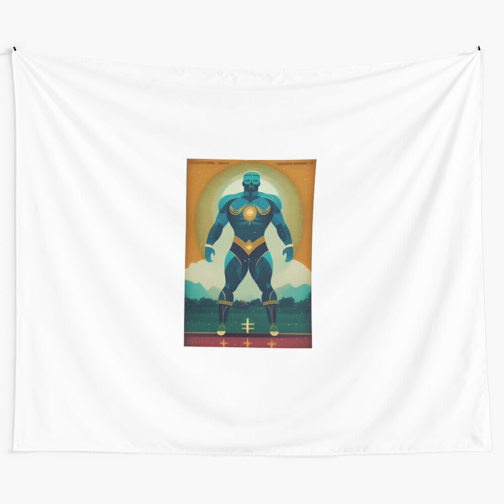 Superhero tapestry featuring vibrant comic art design