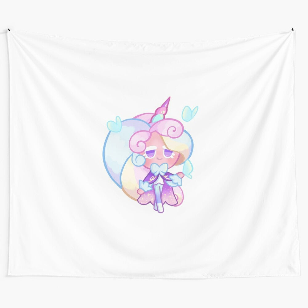 Cream unicorn tapestry with video game-inspired design