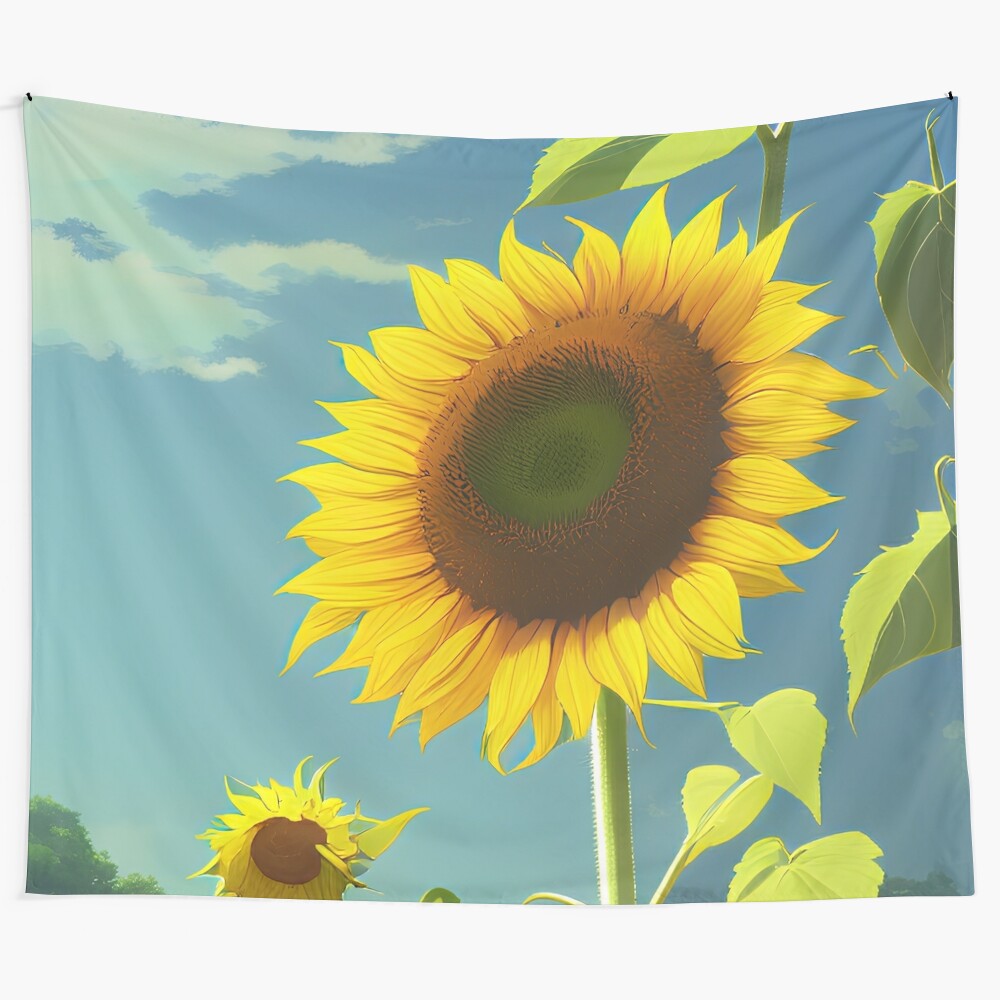 Colorful sunflower bouquet tapestry wall art