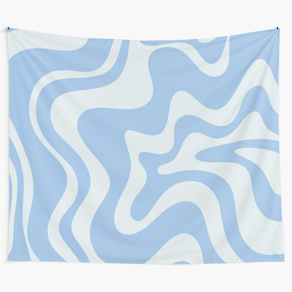 Retro abstract pattern pastel blue tapestry wall hanging