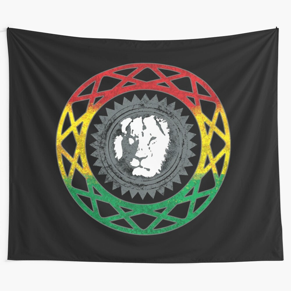 Reggae Rastafarian Mandala Tapestry featuring vibrant colors and patterns