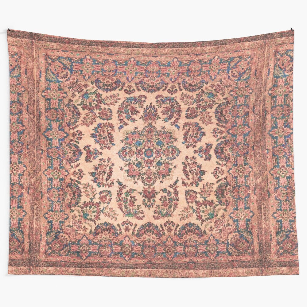 Vibrant desert flowers tapestry with boho, middle eastern design