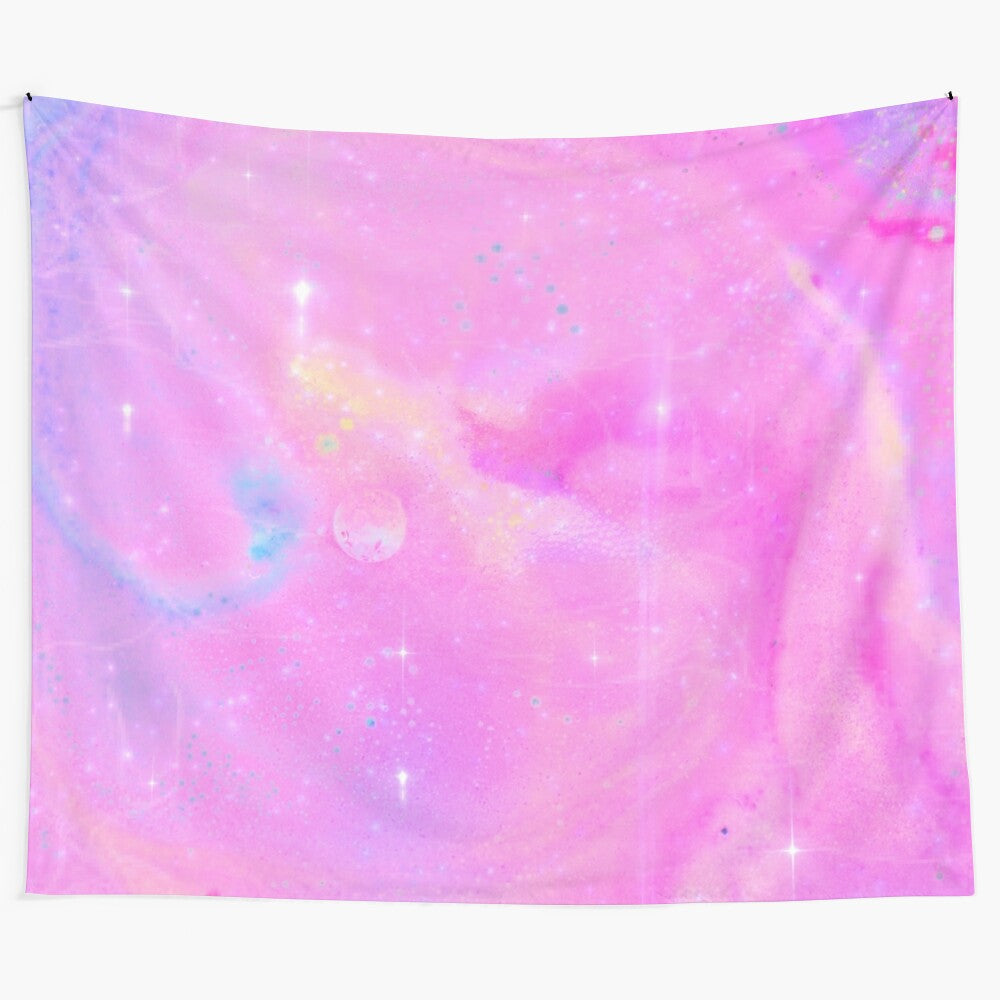 Glitter and holographic tapestry with a dreamy, celestial design